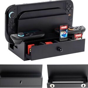 New Open Box Wooden Wall Mount for Nintendo Switch 2/Switch/OLED & Dock w Drawer